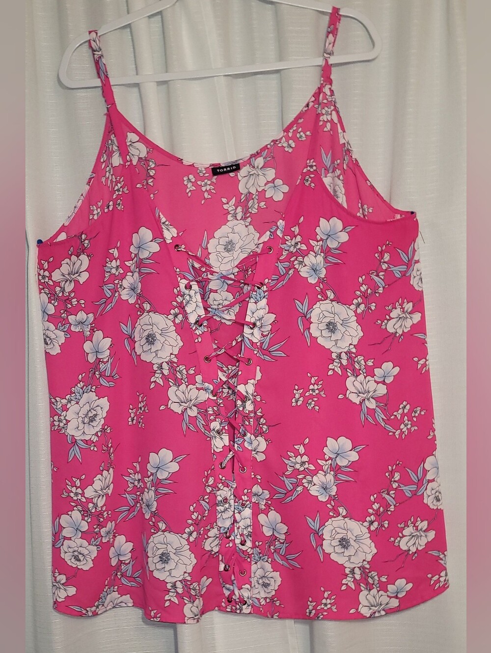 torrid Vibrant Pink Floral Lace-Up Cami